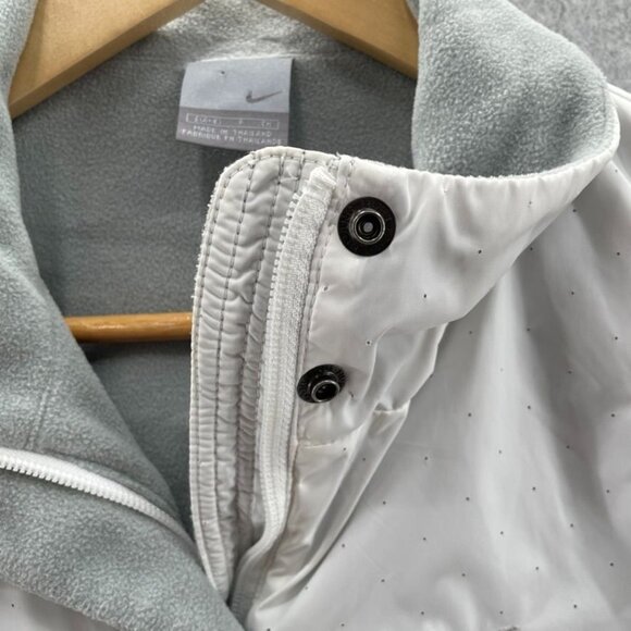 NIKE Running Vest Womens Small White Black Polka Dot Fleece Lined Pockets Cinch - Picture 4 of 12